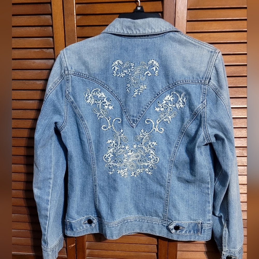 Coldwater Creek Blue Jean Jacket with Embroidery - Picture 2 of 5